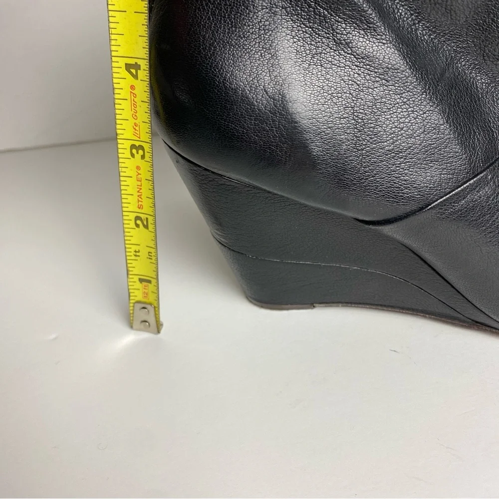 Diesel Black Leather Women's Wedge Booties Size 38/7.5 - Picture 9 of 10